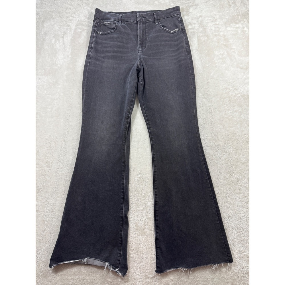 American Eagle Womens Curvy Super High-Rise Flare Black Jeans 12 Meas: 30x31